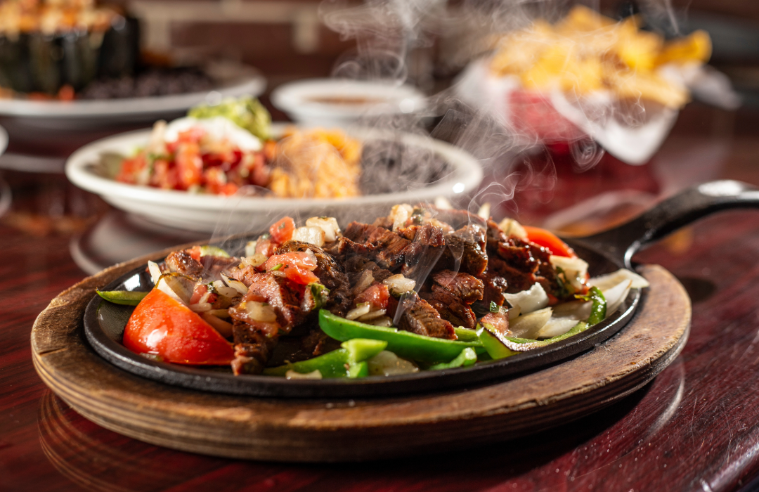 Sizzling fajitas at Maracas Mexican Restaurant