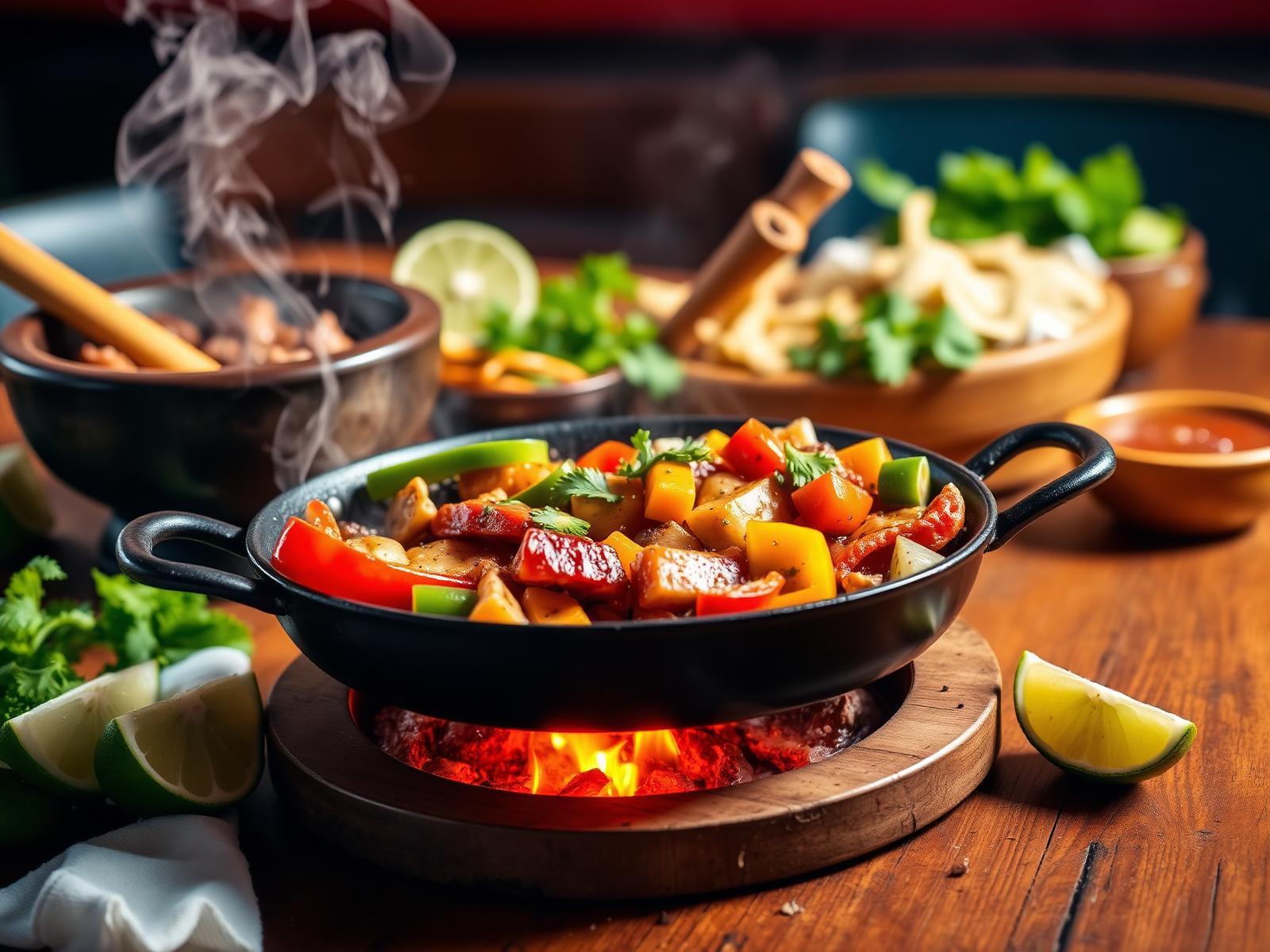 Sizzling fajitas at Maracas